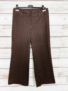 Vintage Body By Victoria Womens Pants Size 8 Brown Pinstripe Flat Front Mid-Rise - Picture 1 of 6