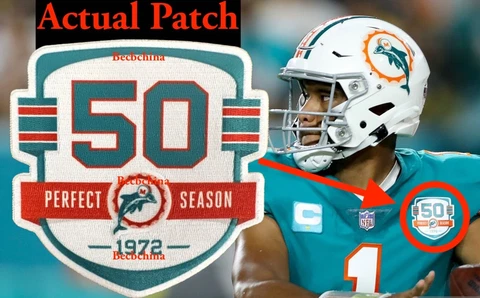 50 Perfect Season Patch Miami Dolphins Patch Football Jersey 50th Seasons Patch Cover