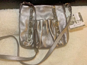 B. Makowski Sydney X Body Leder Handtasche Geldbörse Zinn Metallic Silber Neu mit Etikett - Bild 1 von 4