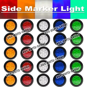 5/10Pcs 2 inch 7-LED Round Truck Trailer Side Marker Clearance Light w/ Grommet - Picture 1 of 34