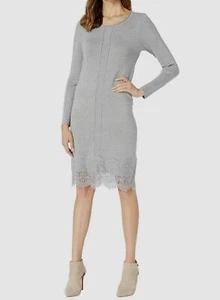 $134 Tribal Women's Gray Knit Crew-Neck Long-Sleeve Casual Sweater Dress Size M - Picture 1 of 2