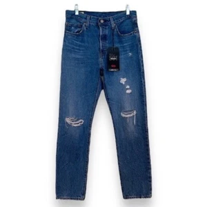 Levi's 501 Distressed Medium Wash Button Fly Straight Leg Denim Jeans 28 NWT - Picture 1 of 8