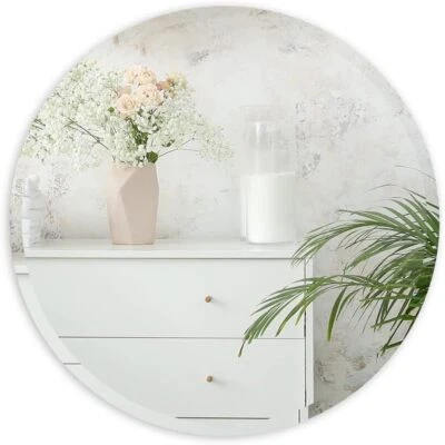 Frameless Round Mirror Wall Bedroom Living Dressing Room Bathroom Self-Adhesive - Image 1 of 4