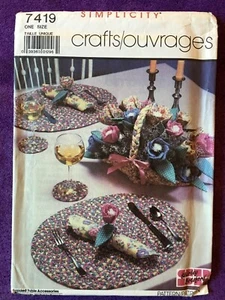 SIMPLICITY PATTERN 7419 - CRAFTS, BRAIDED TABLE ACCESSORIES - 1986 - UNCUT - Picture 1 of 10