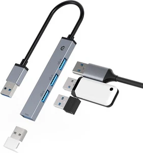 USB Hub, USB Multiport Adapter, 4-Port USB Hub, Ultra-Slim Multi USB Splitter - Picture 1 of 6