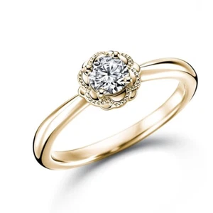 0.50 Ct Round Cut Lab Grown Diamond Certified Engagement Ring 18K Yellow Gold - Picture 1 of 9