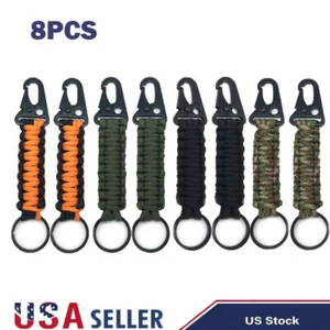 8pcs Survival Paracord Lanyard Keychain Cord w/Carabiner Outdoor Camping Hiking - Picture 1 of 15