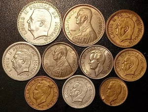 Monaco - Louis II To Rainier III Lot Of X10 Coins From 1942 To 1951 !!! - Picture 1 of 2