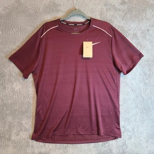 Nike Dri-FIT Miler Herren L Kurzarm Laufen Gym Shirt Burgund Neu mit Etikett - Bild 1 von 21