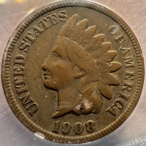 1908 S INDIAN HEAD Cent NGC Graded F12 Fine 12 BN Coin NGC KM # 2232- SLABBED - Picture 1 of 3