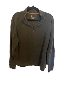 Carhartt Men's Relaxed Fit 1/4 Zip Pullover Sweater Gray L Mock Neck - Picture 1 of 4
