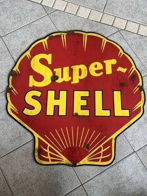 Antique style porcelain look SHELL Super  Service dealer service gas station - Image 1 of 3