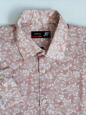 J. Ferrar Men's NWOT Large Stretch Slim Light Pink Floral Long Sleeve Button Up - Image 1 of 4