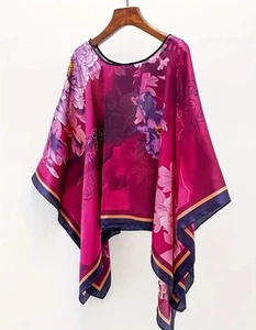 Classy Fine Quality Silk Feel Kaftan /Kimono /Tunic Poncho Womens Free Size - Picture 1 of 5