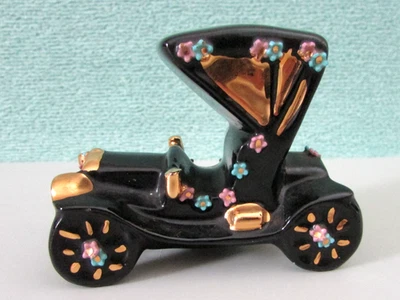 Josef Originals California Vtg Small Car Model T Figurine Gold & Flower Accents - Image 1 of 4