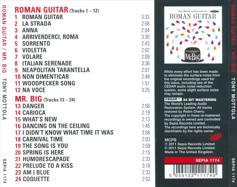 TONY MOTTOLA AND HIS ORCHESTRA ROMAN GUITAR/MR. BIG NEW CD - Image 1 of 1