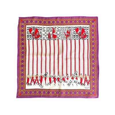 Fazzoletto Gianni Versace Pochette 100% Seta Viola Multicolore Foulard Pre Owned - Imagen 1 de 4