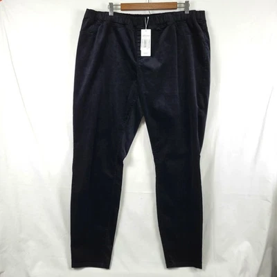 Jeggings femininos Eileen Fisher de veludo preto elástico orgânico novo com etiquetas 1X  - Imagem 1 de 4