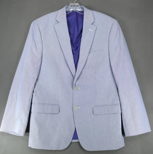 Chaps blau weiß Bleistift gestreift Baumwolle Sport Jacke Blazer 40R Seersucker Stretch - Bild 1 von 9