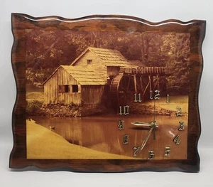 Vintage Lacquered Wood Clock MABRY MILL Large Wall Clock 16 1/2 x 13 1/4 - Picture 1 of 2