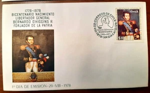 108/20 - CHILE, NICE F.D.C - BERNARDO O'HIGGINS PORTRAIT - Picture 1 of 1