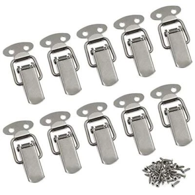 10Pk Stainless Steel Spring Loaded Buckle Latch Toggle Hasp Lock for Wooden Case - Image 1 of 4