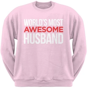World's Most Awesome Husband Light Pink Adult Mens Crew Neck Sweatshirt - Picture 1 of 1