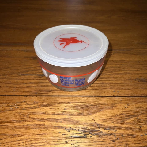 Vintage Mobil Cotton Bowl Classic 1994 College football glass bowl w/Pegasus Lid Cover