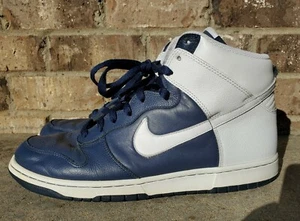 Nike Dunk High 2006 da uomo taglia 12 U.S. VP blu navy pelle bianca 309432-411 - Foto 1 di 11