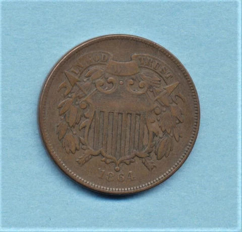 1864  2 Cent Piece XF Beautiful brown Surfaces  FREE SHIP Cover
