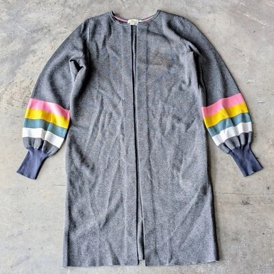 Abrigo Boden Berkshire en Carbón Melange Cárdigan Largo Gris Rayas Talla 2 Foto 1 de 4