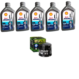 KIT TAGLIANDO DUCATI FILTRO OLIO HF153 HIFLO 5 LITRI SHELL ADVANCE ULTRA 15W50 - Imagen 1 de 4