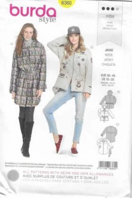 50 BURDA 6360: JACKET SIZE 10-20 SEWING PATTERN - Image 1 of 2