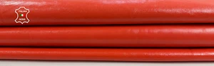 ORANGE SHINY  COATED CRINKLED Thick Goatskin Leather hides 5+sqf 1.1mm C3863 - Picture 1 of 7
