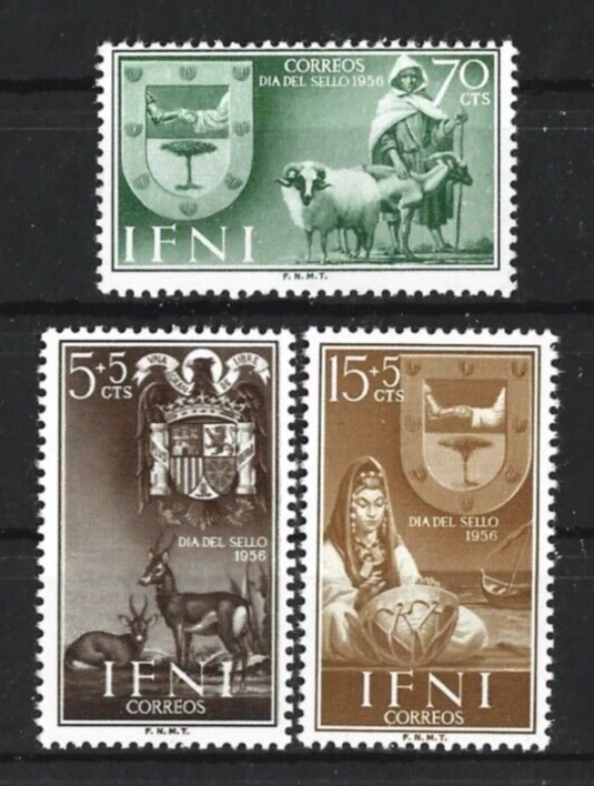 SPANISH IFNI 1956. Complete series 3 new stamps **.  " stamp day "     (8625) - Image 1 of 1