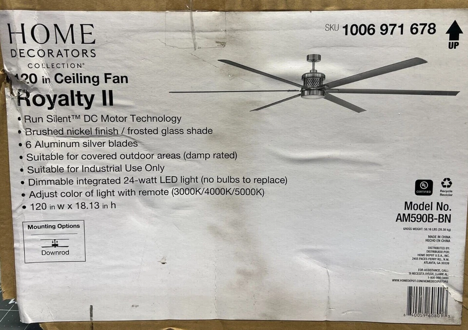Home Decorators Col-n Royalty II 120in. Replacement parts 1006971678 AM590B-BN - Image 1 of 1