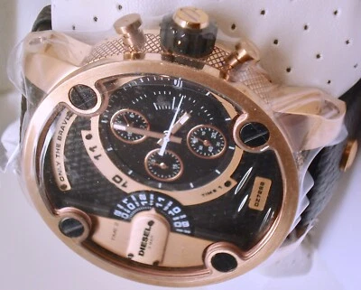 New Unique Diesel Mens watch Little Daddy DZ7268 Black Leather Band, - Image 1 of 4