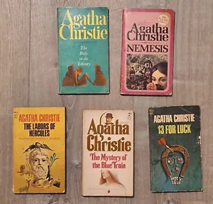 Agatha Christie 5 Vintage Paperback Book Lot Hercules + Nemesis + 13 For Luck - Foto 1 di 3