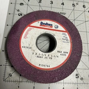 Radiac 5" Grinding Wheel. 5" x 1.5" x 1.25" RA46 J5 V8. Max RPM 4585. 663919 - Picture 1 of 6