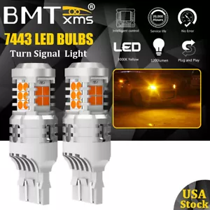 Amber Yellow 7443 7440 LED Front Turn Signal Light Bulbs No Hyper Flash Canbus - Picture 1 of 12