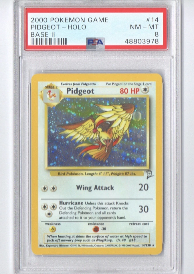 ***PSA 8 NEAR MINT*** PIDGEOT 2000 POKEMON BASE SET II #14 HOLO WOTC - Image 1 of 1