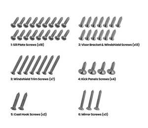 1964 1/2-1966 Ford Mustang Convertible Interior Hardware Screw Kit 47 Piece Set - Bild 1 von 2