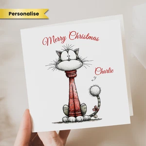 Divertida Tarjeta de Navidad Gato Tarjeta de Navidad para Hijo Hermano Hermana Hija Sobrina - Imagen 1 de 2