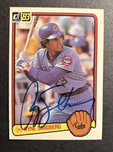 SIGNED 1983 Donruss Ryne Sandberg Rookie Card RC AUTOGRAPHED Cubs HOF - Picture 1 of 2