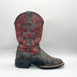 Ariat Womens 7.5B Cowboy Boots Ruby Red Distressed Leather Western Square Toe - Picture 1 of 14