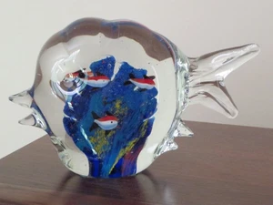 Großer Murano-Stil Kunst Glas Fisch Skulptur Riff Szene Briefbeschwerer-sehr guter Zustand - Bild 1 von 6