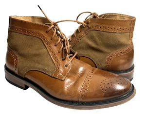 La Milano Men's Size 8 Tan/Brown Genuine Leather Ankle Oxford Casual Boots Shoes - Picture 1 of 8
