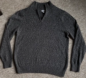 Croft & Barrow Hombres Mediano M 1/4 Cremallera Gris Jaspeado Suéter Mezcla Algodón Vacaciones - Imagen 1 de 8
