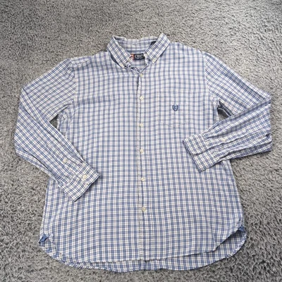 Lot of 2 Chaps Shirts Adult Large Blue White Plaid Button Down Casual Preppy - Image 1 of 4
