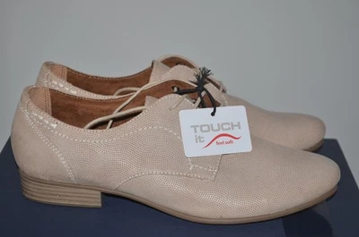 Zapatos de cuero Tamaris Oxford talla para mujer 41 beige corbata encaje Foto 1 de 4